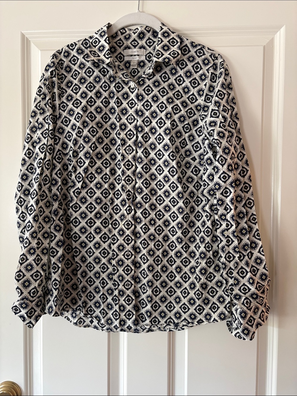 I.crew  Navy & White Patterned Button-Up Shirt